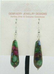 Sterling Silver SAPPHIRE, RUBY, EMERALD Dangle Earrings #6277…Handmade USA