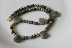 Labradorite and Indian Agate Necklace Unique Jewelry One of a Kind Gift or Treat