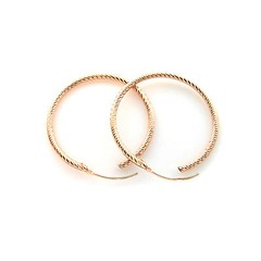 ITALY 14K Rose Gold Vermei HOOP Earrings-Rose Gold Over Solid Silver Hoops-2mm