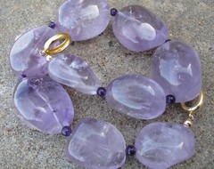 Necklace Amethyst Large Stones Pale Purple 19″ 48.5cm silver clasp Аметист натур
