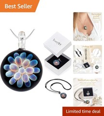 TomlitArt Blue Flower Pendant Necklace – Artisan Jewelry Gift for Women & Girls