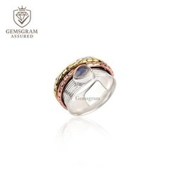 925 Sterling Silver Gemstone Natural Moonstone Handmade Beautiful Women Spinner