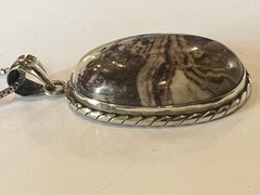 Handmade Banded Agate Sterling Oval Pendant Earthy Tones 16” Box Chain Boho