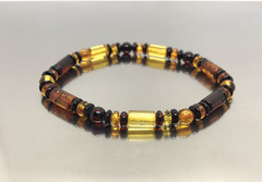 Amber Bracelet Gift Big Size Unisex Baltic Amber Beads Tablet Barrel Round 7645