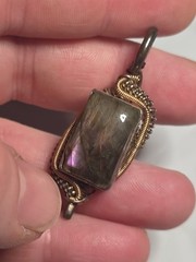 Handcrafted Sterling Silver + Copper Labradorite Wire Wrap Pendant