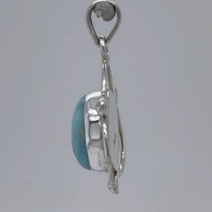 Round Blue LARIMAR Pendant – 925 STERLING SILVER Natural Genuine Gemstone #932e