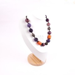 Lapis Lazuli, Coral Bead Necklace, Natural Blue Gems Necklace, Handmade Beaded