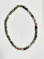 fine moss agate, jade & dino bone beaded bracelet 9.25” magnetic clasp