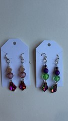 2 Pairs Handmade Earrings Fantasy Witchy Glass Acrylic Cosplay Multicolor Boho