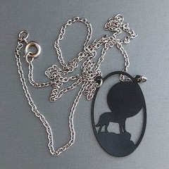Retired Necklace Sienna Sky Pendant HOWLING WOLF MOON Hand Made in Colorado 18”