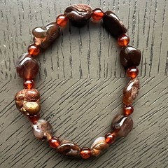 Fire agate with orange garnet bracelet SIZE 7’