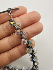 Handmade Clear Aurora Glass Bead Toggle Bracelet 6.75”