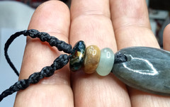 Labradorite with Jade and Serpentine beads, adjustable, hand braided Necklace.