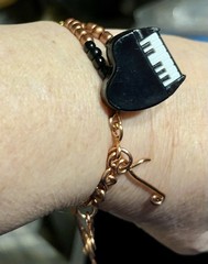 Handmade One -Of-Kind Copper Wired Musical Notes 7-3/4” Bracelet