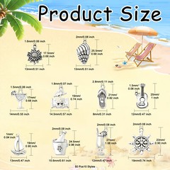50Pcs 10 Styles Vintage Beach Resort Theme Charms Alloy Pendants for Jewelry DIY