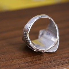 size 5.5, vintage Sterling silver handmade ring, 925 textured band