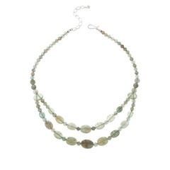 Jay King Sterling Iceberg Green Labradorite Bead Necklace Double Layer 18 1/4″