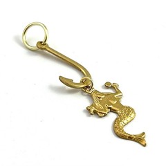 Mermaid Fish Hook Charm Nautical Beach Ocean Necklace Pendant Fishhook Brass