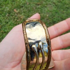 Beautiful Abalone Gemstone Copper Colored Handmade Bangle Cuff Made in India