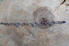 Sterling Silver Link Bracelet w Double Oval CZ accents by CI Turkey