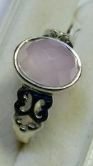 CHARMING NATURAL ROSE QUARTZ IN .925 STERLING SILVER RING SIZE 8.25-8.5!