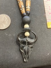 Very Cool Trio of Hand Painted Black Cow Skull Necklaces/ Film Collection
