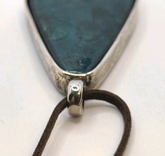 Artisan Blue Glass Bezel Set Teardrop Statement Pendant Necklace 34 Inches