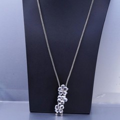 24” 3mm, vintage Sterling 925 silver wheat chain necklace flower slide pendants