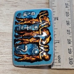 Egyptian Pharaohs & Symbols Ginbari Style Brooch Blue and Gold