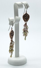 Artisan Antique Copper Crystal Cluster Dangle Earrings