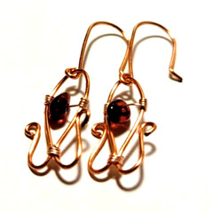 Elegant Garnet and Rose Gold Artisan Earrings 100% CHARITY
