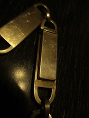 Vintage Artisan Mexican Silver Inlaid Copper Gold Modernist MCM Link Necklace!