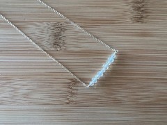 New! White Topaz & Sterling Silver Bar Necklace Handmade 16 1/2-17 3/4 in. -N250