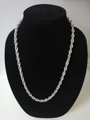 .925 Solid Silver Mens Biker Spine Rope Link Chain 12 Inches 60.1 Grams New