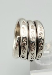 Vintage Sterling Silver Ring Ethnic Hill Tribe Stamped Adjustable Snake Coiled