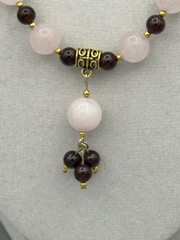 Garnet And Rose Quartz Necklace With Pendant Tassel