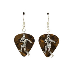 Football Player Charm on Guitar Pick Earrings – Choose Color – Handmade in USA
