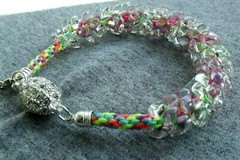 Bracelet KUMIHIMO SERPANTINE ~ 18,5cm (7,1″). Handmade.
