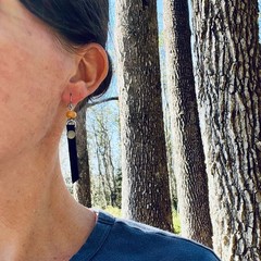 Leather Tassel Earrings – Rustic Brown with Red Jasper