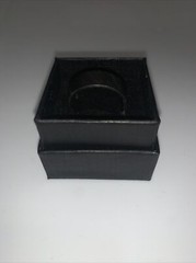 Damascus Steel Wedding Band With Carbon Fiber Inlay.