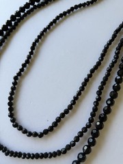 Black Onyx W/ Gold, Clear & Black Glass In 32” Lariat Necklace Adjustable