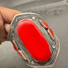 Handmade Red Coral Cuff Bracelet Anniversary Birthday Gift for Husband Mom
