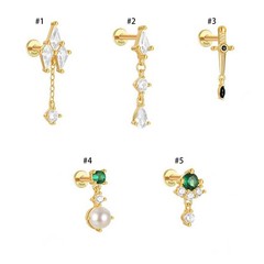 Gold Nap Earrings 925 Sterling Silver Flat Back Daith Tragus Piercing Earrings