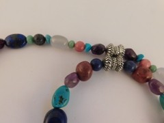 TURQUOISE LAPIS LAZULI NATURAL STONES STERLING SILVER NECKLACE & BRACELET SET