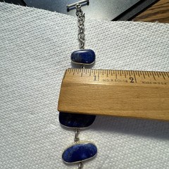 Lapis Lazuli Bezel Set STERLING SILVER TOGGLE BRACELET-adjust to 8” Beautiful