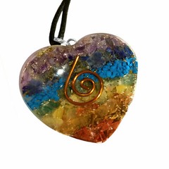 Chakra Orgone Energy Generator Pendant Copper Coil Orgonite Heart Necklace Handm