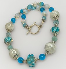 Artisan Handcrafted Art Deco Lampwork Breakfast at Tiffany?s Blue Necklace Ooak
