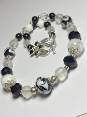 Artisan Handcrafted Art Deco Lampwork Glass Jewelry Black & White Necklace #2