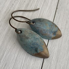 Min Favorit Brass Patina Charm Artisan Earrings Salvaged Handcrafted Pieces