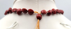 Island Red Seed Necklace Coral Bead Plant Woven on Cord Adjustable Ethnic Boho